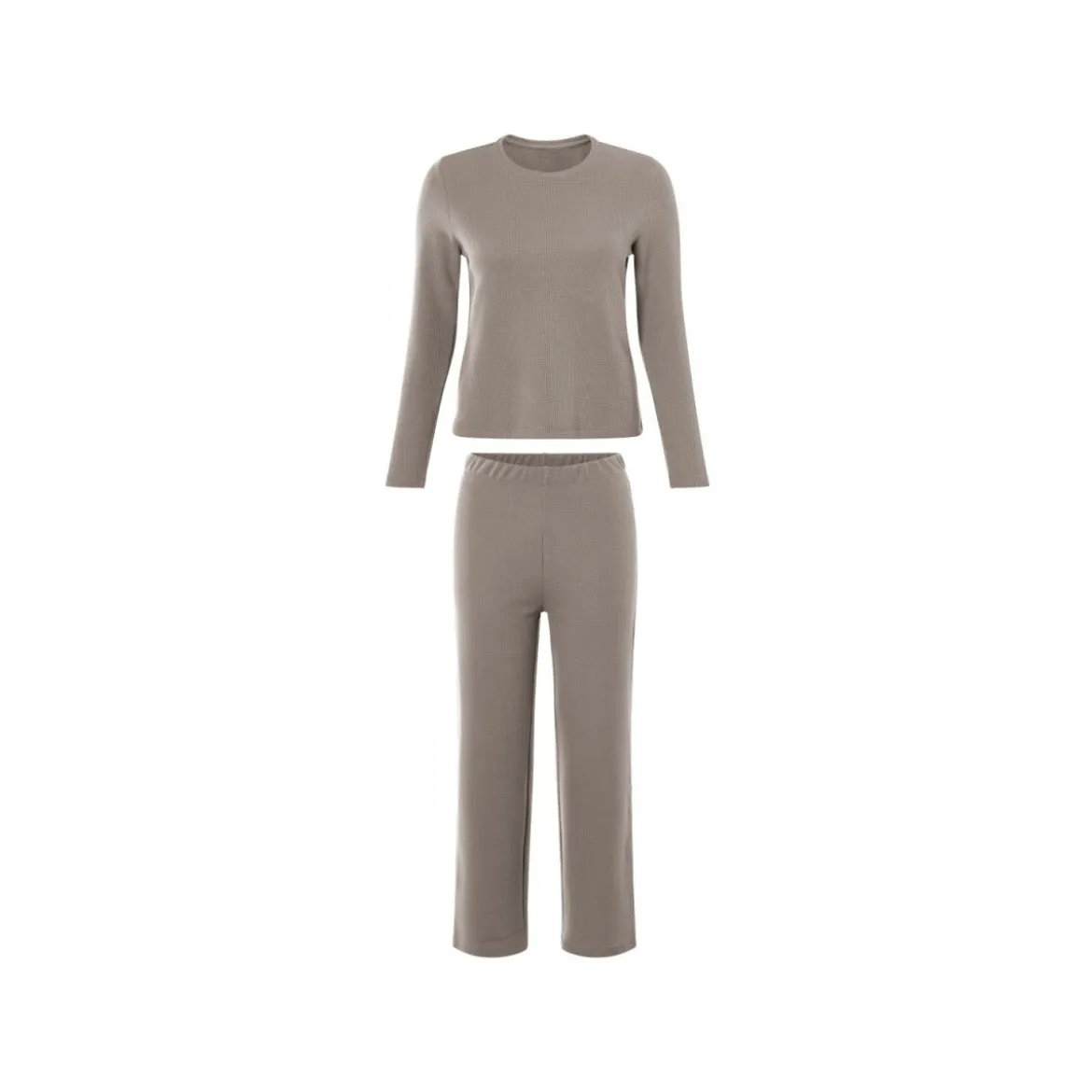 esmara® Damen Pyjama, mit Waffelstruktur (Beige, XS (32/34)) - B-Ware neuwertig