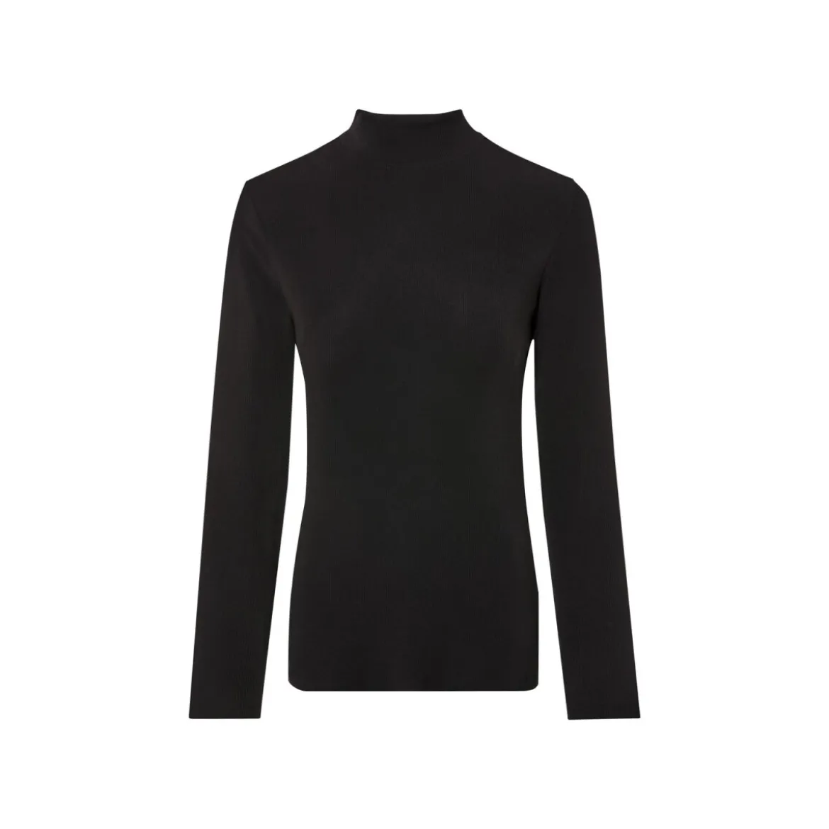 esmara® Damen Rollkragen-Langarmshirts, 2 Stück, gerippt (schwarz/grau, XS(32/34)) - B-Ware neuwertig