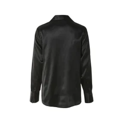 esmara® Damen Satin-Bluse mit Kentkragen (schwarz, 34) - B-Ware neuwertig