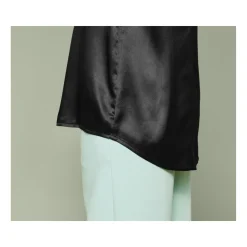 esmara® Damen Satin-Bluse mit Kentkragen (schwarz, 34) - B-Ware neuwertig
