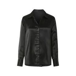 esmara® Damen Satin-Bluse mit Kentkragen (schwarz, 34) - B-Ware neuwertig