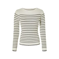 esmara® Damen Strickpullover, in modischer Rippstrick-Qualität (Streifen, M (40/42)) - B-Ware neuwertig