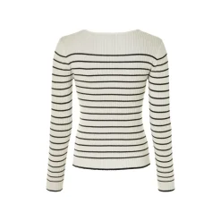 esmara® Damen Strickpullover, in modischer Rippstrick-Qualität (Streifen, M (40/42)) - B-Ware neuwertig
