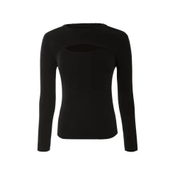 esmara® Damen Strickpullover, mit modischem Cut-Out (Schwarz, S(36/38)) - B-Ware neuwertig