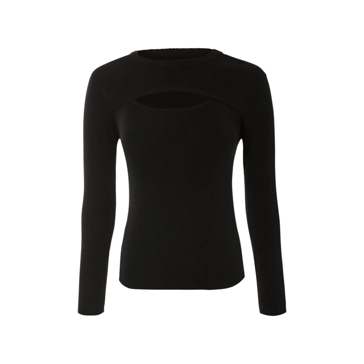 esmara® Damen Strickpullover, mit modischem Cut-Out (Schwarz, S(36/38)) - B-Ware neuwertig
