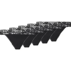 esmara® Damen-Strings, mit Spitze, 5 Stück, S, schwarz - B-Ware neuwertig