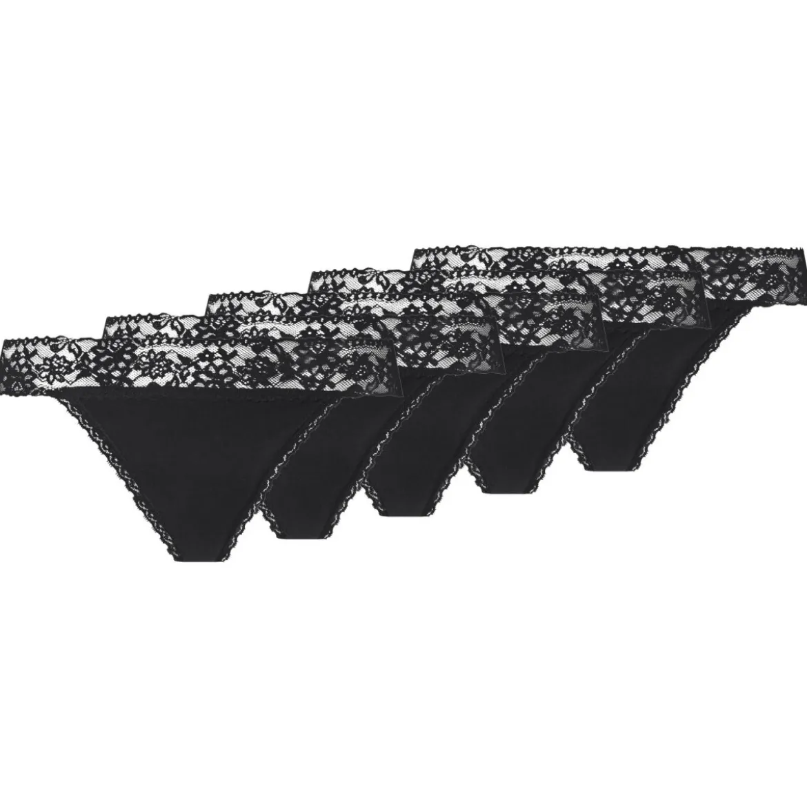 esmara® Damen-Strings, mit Spitze, 5 Stück, S, schwarz - B-Ware neuwertig