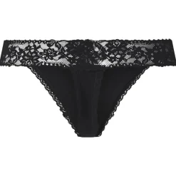 esmara® Damen-Strings, mit Spitze, 5 Stück, S, schwarz - B-Ware neuwertig