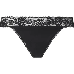 esmara® Damen-Strings, mit Spitze, 5 Stück, S, schwarz - B-Ware neuwertig