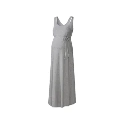 esmara® Damen Umstands-Maxikleid mit Bindeband (grau, XS(32/34)) - B-Ware neuwertig