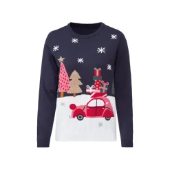 esmara Damen Weihnachtspullover mit LED-Effekt - B-Ware