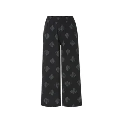 ESMARA® Damen Wide-Leg Hose, modische 7/8-Länge (Muster/schwarz, 42) - B-Ware neuwertig