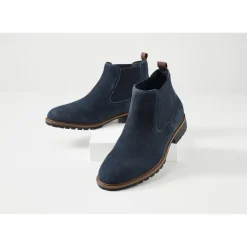 esmara® Herren-Lederstiefeletten, 41, marineblau - B-Ware neuwertig