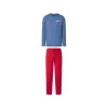 Esmara® MEN Herren Pyjama, L, blau/rot - B-Ware neuwertig