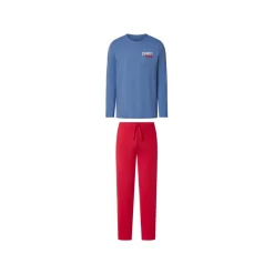 Esmara® MEN Herren Pyjama, L, blau/rot - B-Ware neuwertig