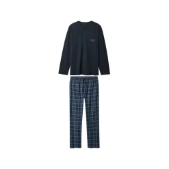 esmara Men Herren Pyjama mit Hose aus Flanell (Navy, M (48/50)) - B-Ware neuwertig