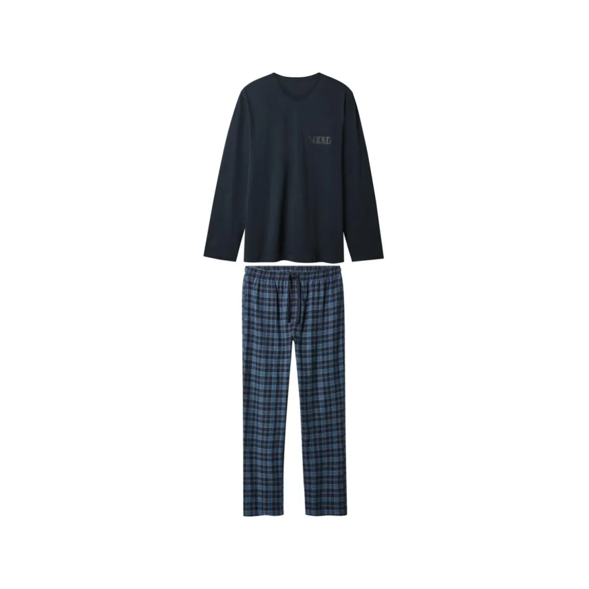 esmara Men Herren Pyjama mit Hose aus Flanell (Navy, M (48/50)) - B-Ware neuwertig
