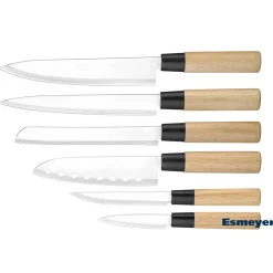 Esmeyer Asia Messerset 6-teilig aus Edelstahl/Holzgriff - B-Ware neuwertig