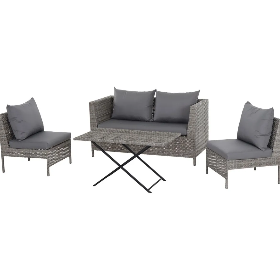 Gardamo Vigo Lounge Set, aus Geflecht Mix, 4-teilig, grau - B-Ware Transportschaden