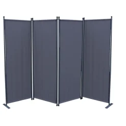 Grasekamp Paravent 4 tlg Raumteiler Grau 220 x 165 Grau - B-Ware sehr gut