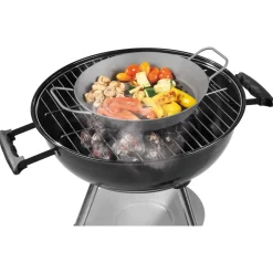 GRILLMEISTER Ø 32 Eisen-Grillpfanne / Ø 28,5 Eisen-Grillpfanne mit perforiertem Boden / Ø 20 Eisen-Grillpfanne mit Servierbrett - B-Ware