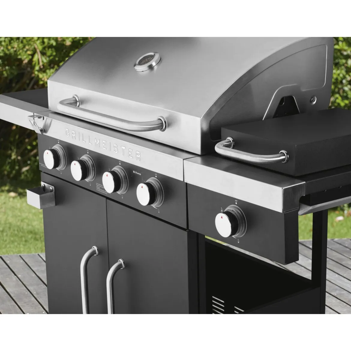 GRILLMEISTER Gasgrill, 4plus1 Brenner, 19,7 kW, mit 4 Garzonen - B-Ware neuwertig