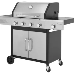 HANSEATIC Gasgrill 4-Brenner Rockford, schwarz/silber - B-Ware