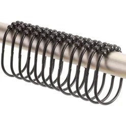 2 Lb. Depot 12er Set Duschvorhangringe, aus Edelstahl, schwarz - B-Ware sehr gut