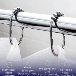 2LB Depot 12 extra große Duschvorhangringe aus Edelstahl - B-Ware sehr gut