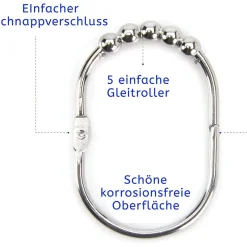 2LB Depot 12 extra große Duschvorhangringe aus Edelstahl - B-Ware sehr gut
