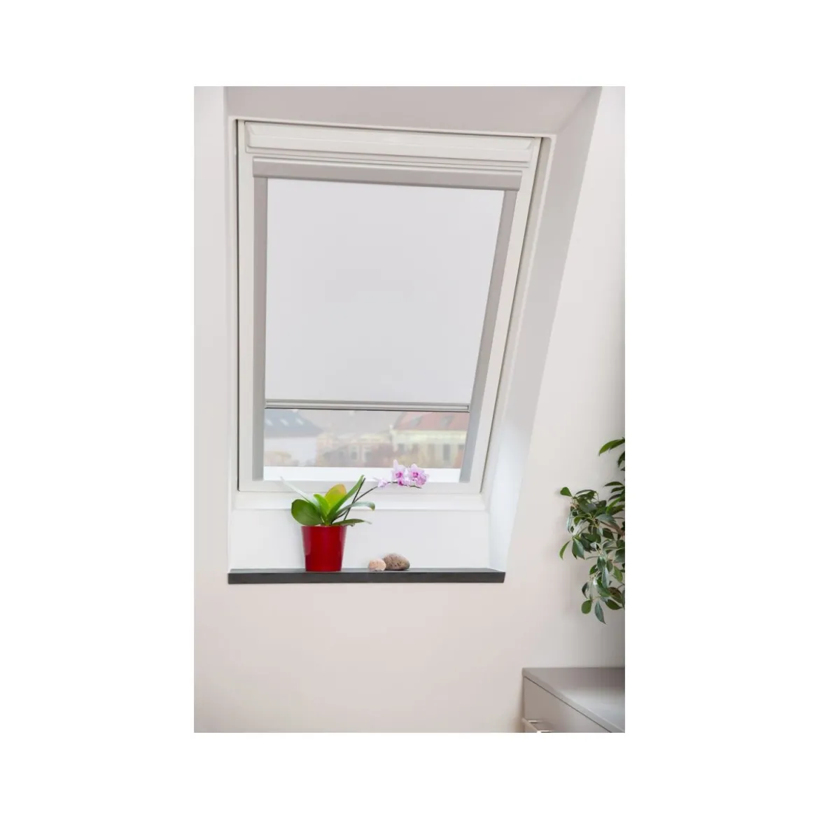 Lichtblick Dachfensterrollo Skylight, für Velux-Fenster, verdunkelnd, wärmeisolierend, 97,3 x 122 cm, SK08, weiß - B-Ware neuwertig