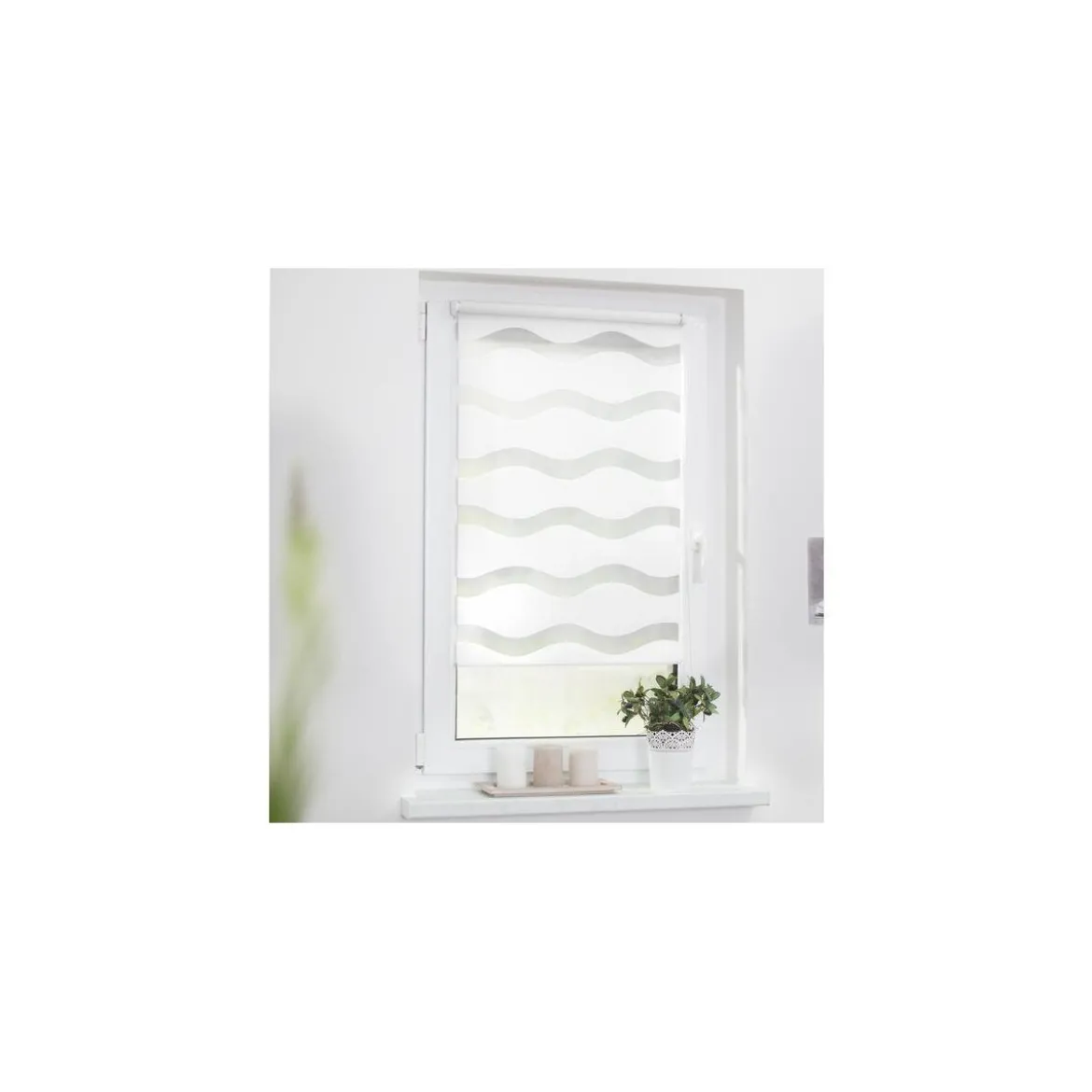 Lichtblick Duo Rollo Welle, Klemmfix ohne Bohren, 45 x 150 cm, weiß - B-Ware neuwertig