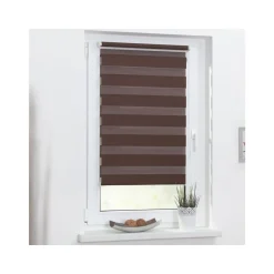 Lichtblick Klemmfix Duo-Rollo, ohne Bohren, 60 x 150 cm, dunkelbraun - B-Ware neuwertig