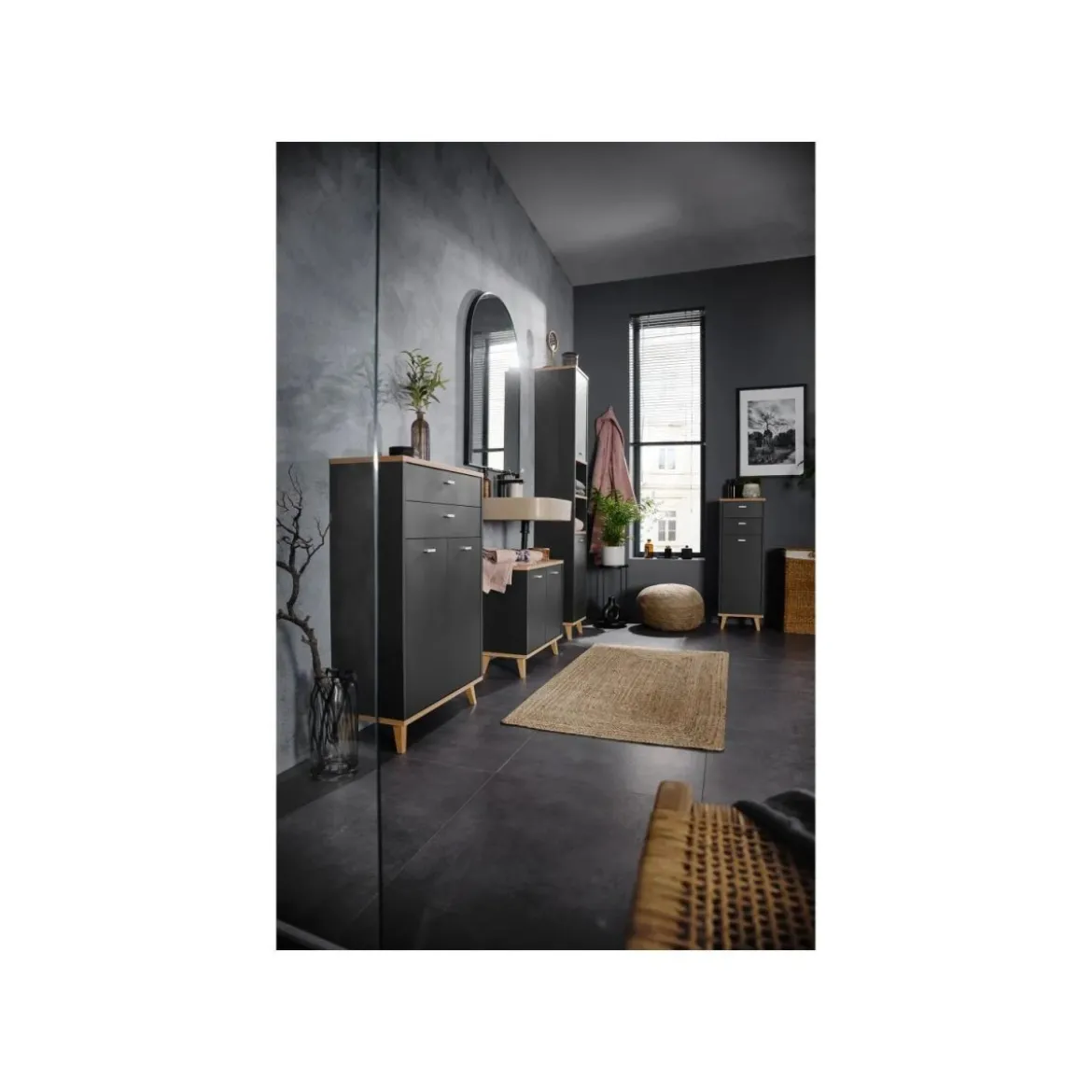 LIVARNO® Bad-Seitenschrank Corfu, anthrazit - B-Ware