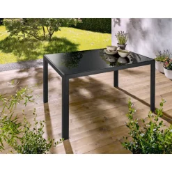 LIVARNO home Alu-Gartentisch »Houston«, mit Wendetischplatte, schwarz - B-Ware sehr gut