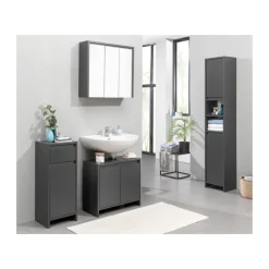 LIVARNO home Badezimmer-Hochschrank Oslo, anthrazit - B-Ware neuwertig