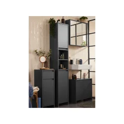 LIVARNO home Badezimmer-Hochschrank Oslo, anthrazit - B-Ware neuwertig