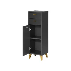 LIVARNO home Bad-Seitenschrank, mit Wellenoptik, schwarz - B-Ware sehr gut