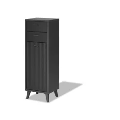 LIVARNO home Bad-Seitenschrank, mit Wellenoptik, schwarz - B-Ware sehr gut