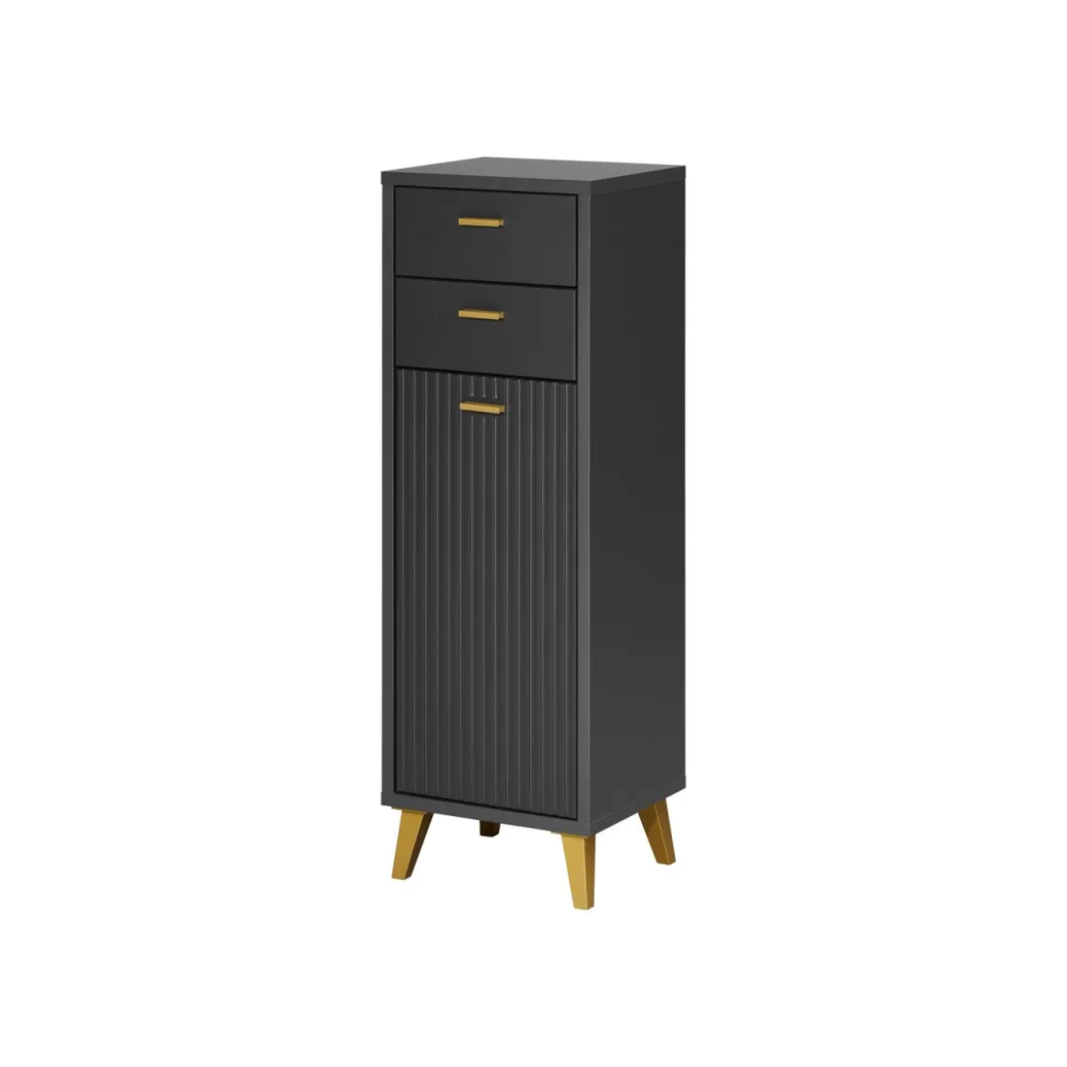 LIVARNO home Bad-Seitenschrank, mit Wellenoptik, schwarz - B-Ware sehr gut