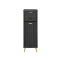 LIVARNO home Bad-Seitenschrank, mit Wellenoptik, schwarz - B-Ware sehr gut