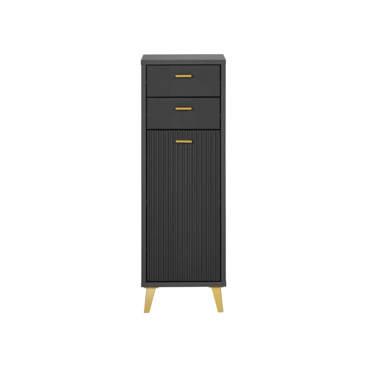 LIVARNO home Bad-Seitenschrank, mit Wellenoptik, schwarz - B-Ware sehr gut