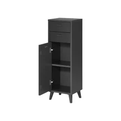 LIVARNO home Bad-Seitenschrank, mit Wellenoptik, schwarz - B-Ware sehr gut