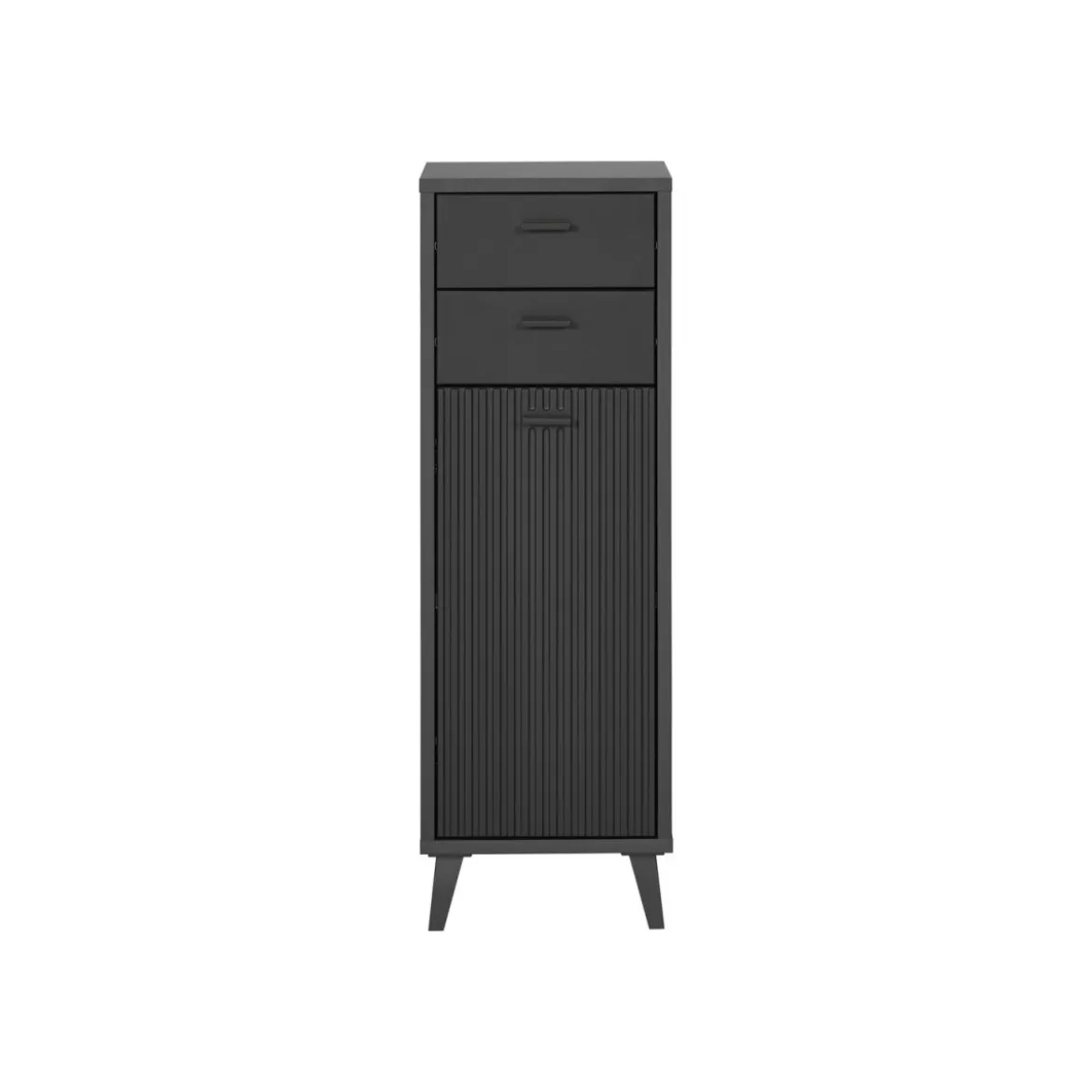 LIVARNO home Bad-Seitenschrank, mit Wellenoptik, schwarz - B-Ware sehr gut
