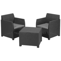 LIVARNO home Balkonmöbel-Set, mit Stauraumfunktion, 3-teilig - B-Ware