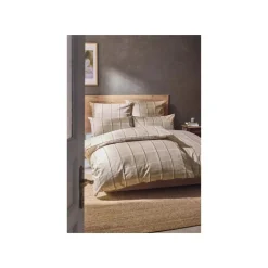 LIVARNO home Bettwäsche, aus Feinbiber, 200 x 220 cm, Karo/braun - B-Ware sehr gut