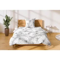 LIVARNO home Edel-Renforcé-Bettwäsche, 135 x 200 cm (Blumen/weiß) - B-Ware neuwertig