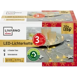 LIVARNO home LED-Lichterkette, 2,4 m, 20 LEDs (warmweiß) - B-Ware neuwertig