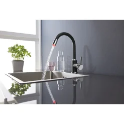 LIVARNO home LED-Spültischarmatur, 360° schwenkbar (chrom-schwarz) - B-Ware gut