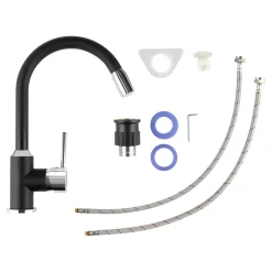 LIVARNO home LED-Spültischarmatur, 360° schwenkbar (chrom-schwarz) - B-Ware gut